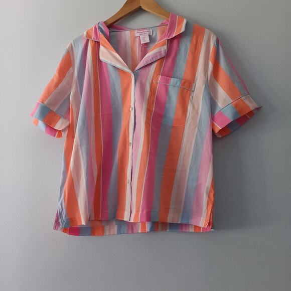 Tommy Bahama Other - Tommy Bahama Women’s Pajama Top M Colorful Striped Button Front Lounge Shirt